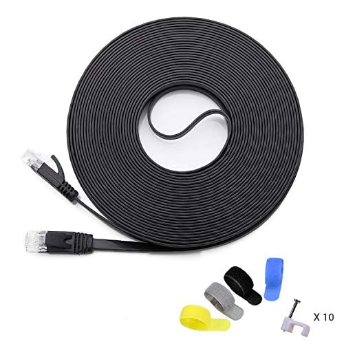 Buhbo 10 FT Cat6 Flat Ethernet Network Cable RJ45 Black Buhbo 10 FT Cat6 Flat Ethernet Network Cable RJ45 Black